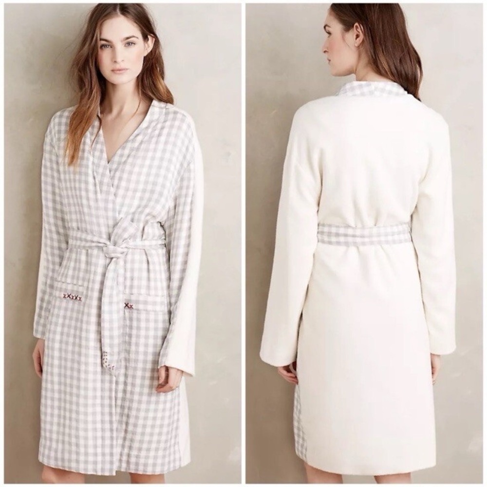 Anthropologie Saturday Sunday Plaid Sherpa Robe Size M/L